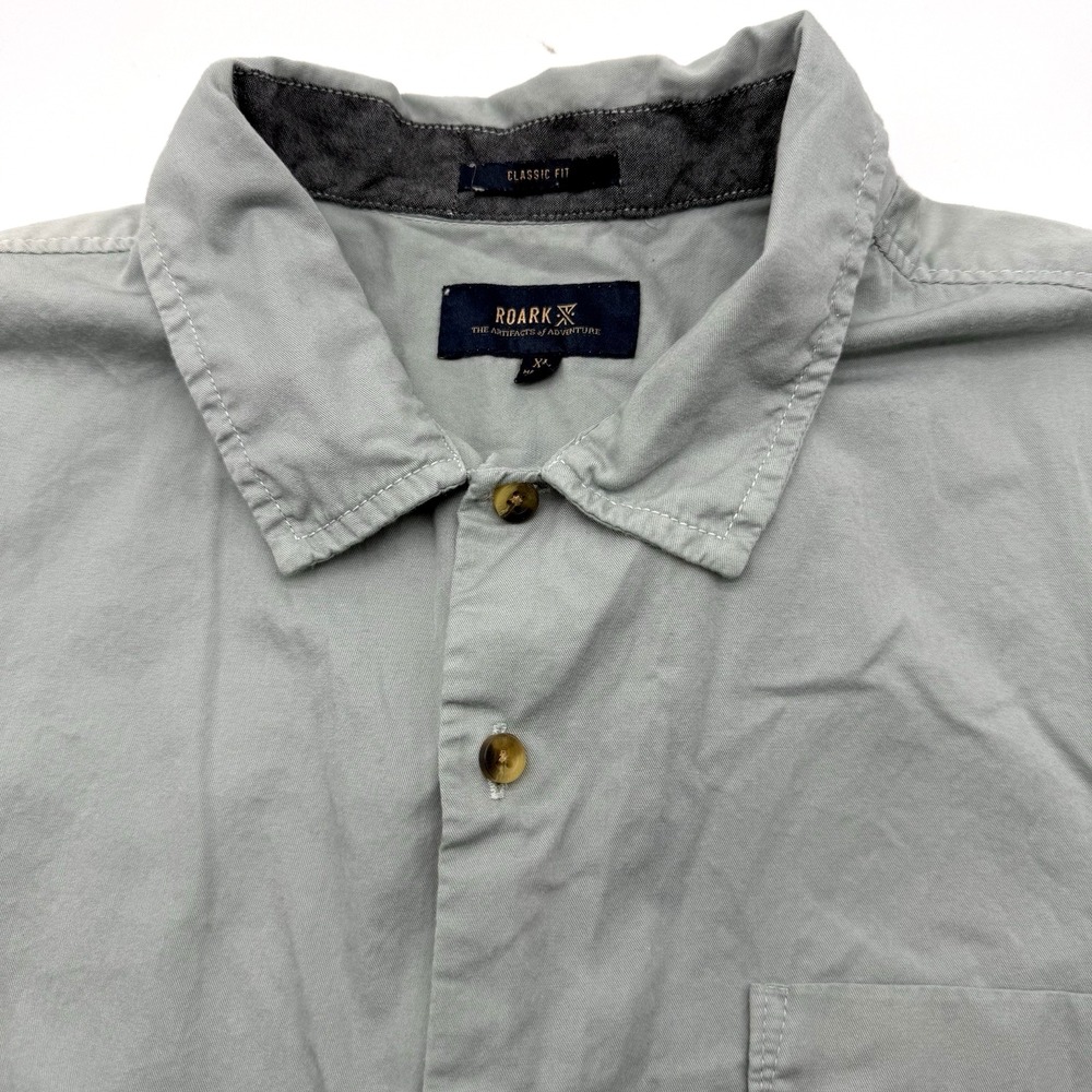 Roark Classic Fit Men's Short Sleeve Gray XL Button Up Casual Cotton Pocket‎